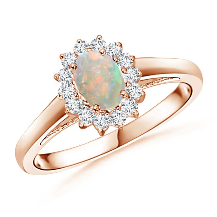 Princess Diana Inspired Opal Ring with Diamond Halo