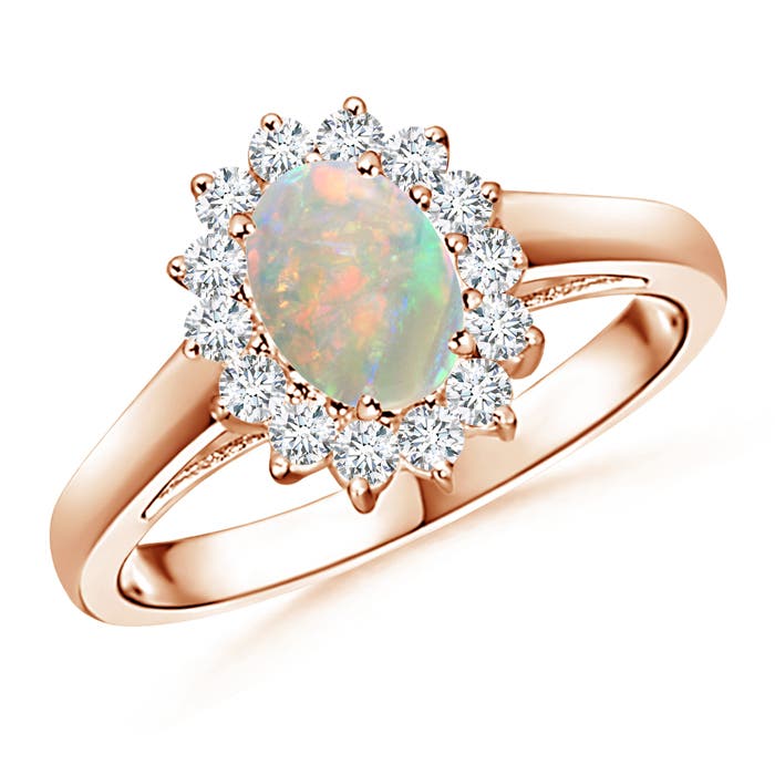 Princess Diana Inspired Opal Ring with Diamond Halo