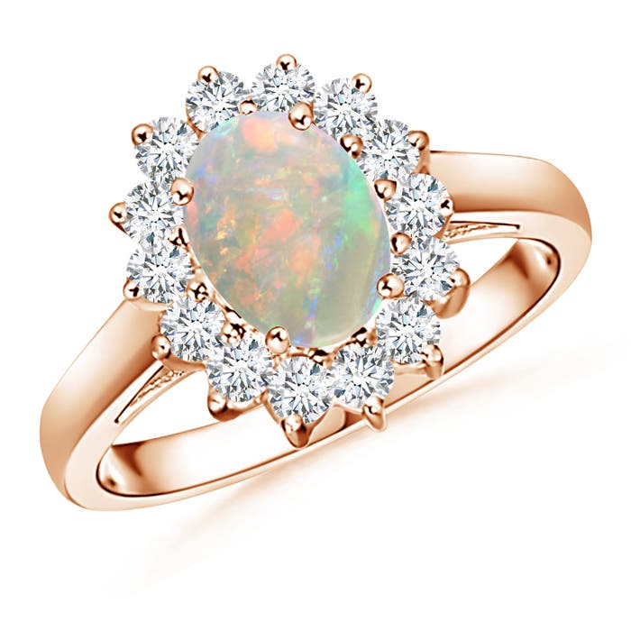 Princess Diana Inspired Opal Ring with Diamond Halo
