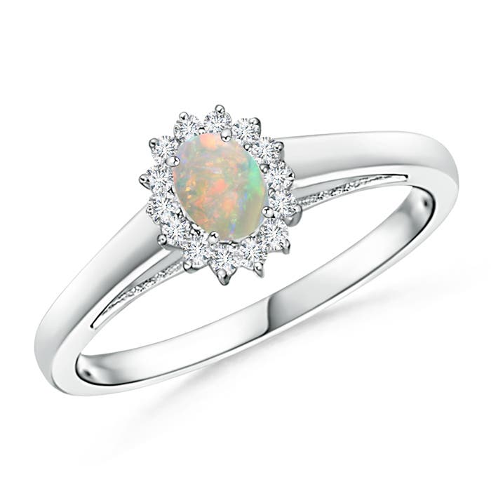 Princess Diana Inspired Opal Ring with Diamond Halo