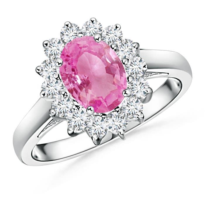 Princess Diana Inspired Pink Sapphire Ring with Diamond Halo