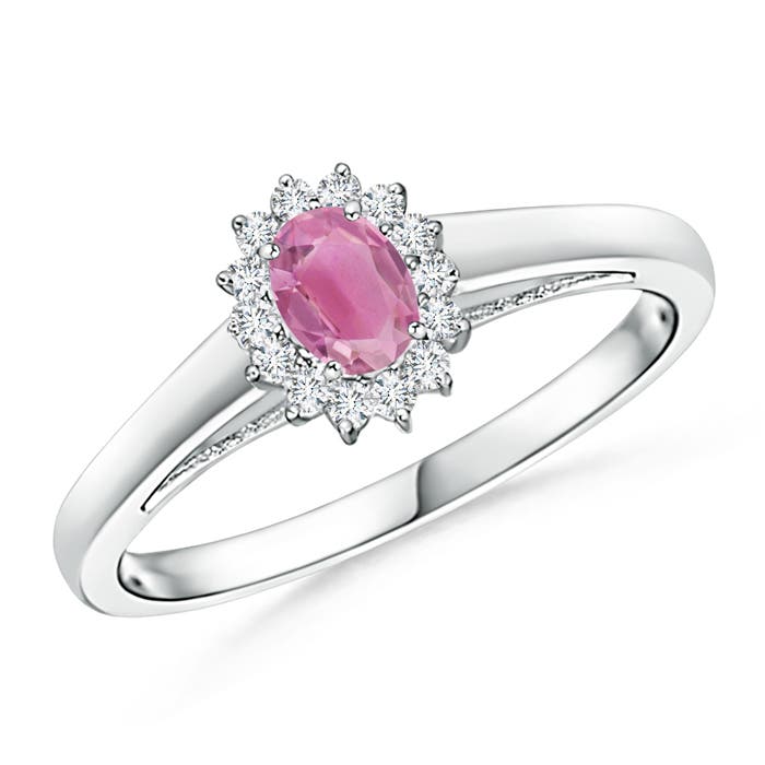 Princess Diana Inspired Pink Tourmaline Ring with Halo