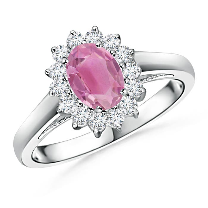 Princess Diana Inspired Pink Tourmaline Ring with Halo