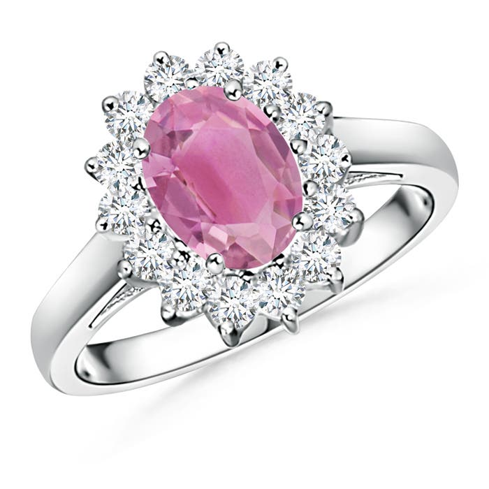 Princess Diana Inspired Pink Tourmaline Ring with Halo