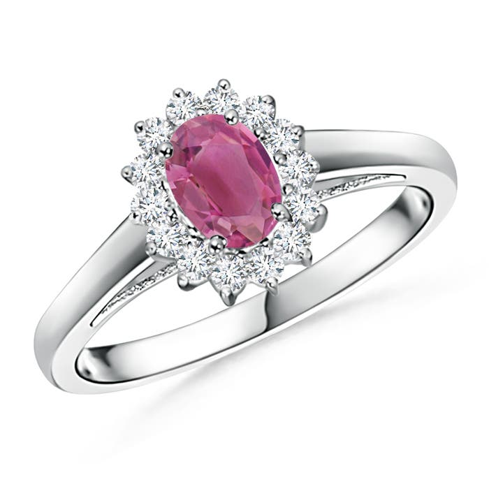 Princess Diana Inspired Pink Tourmaline Ring with Halo