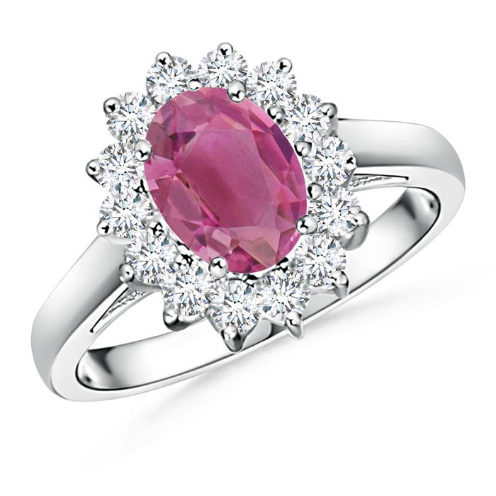 Princess Diana Inspired Pink Tourmaline Ring with Halo