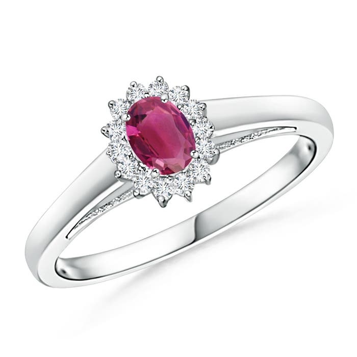 Princess Diana Inspired Pink Tourmaline Ring with Halo