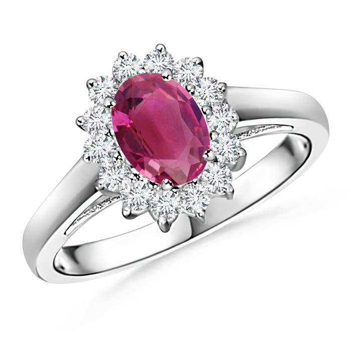 Princess Diana Inspired Pink Tourmaline Ring with Halo