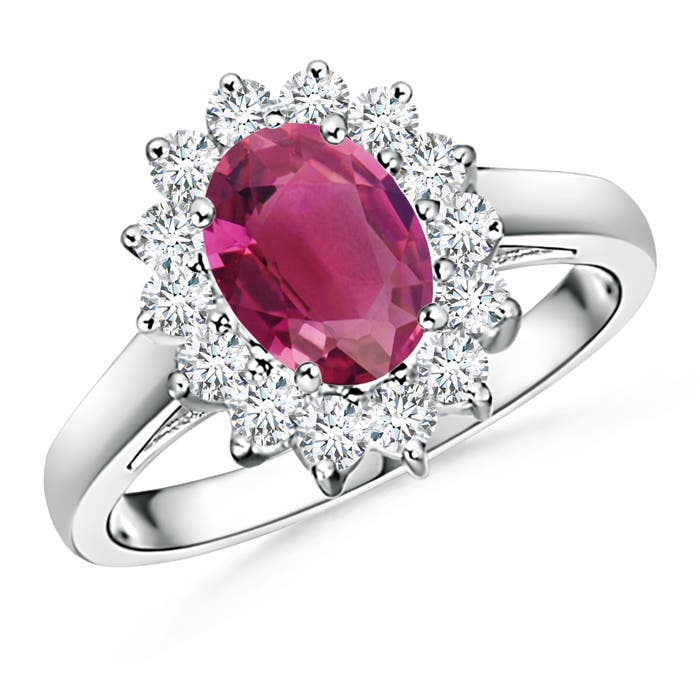 Princess Diana Inspired Pink Tourmaline Ring with Halo