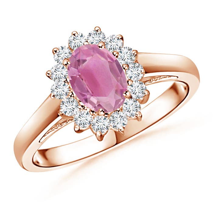 Princess Diana Inspired Pink Tourmaline Ring with Halo