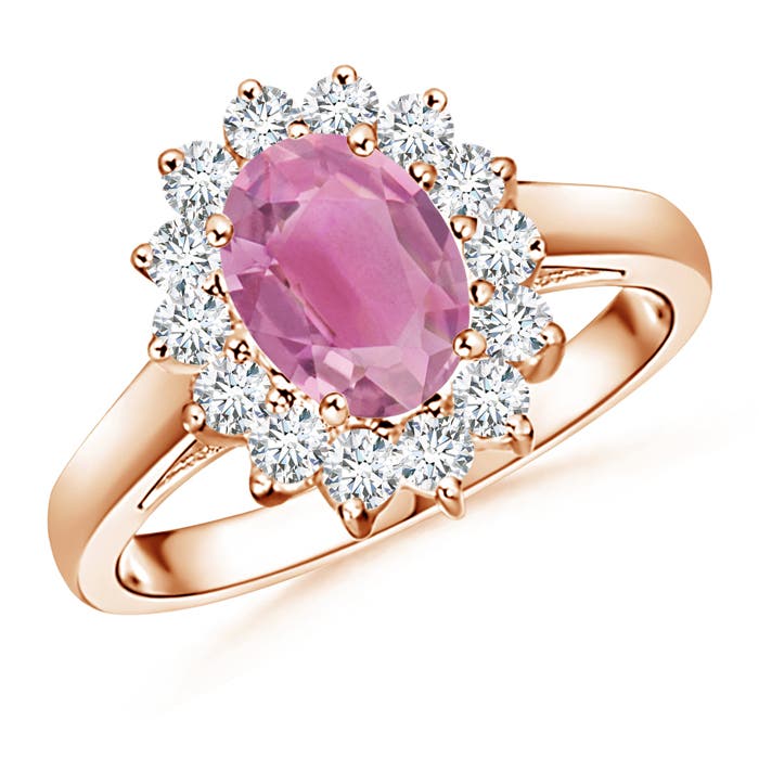 Princess Diana Inspired Pink Tourmaline Ring with Halo