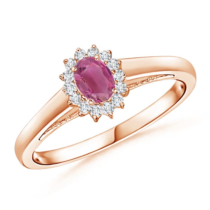 Princess Diana Inspired Pink Tourmaline Ring with Halo