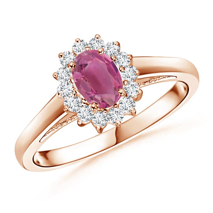 Princess Diana Inspired Pink Tourmaline Ring with Halo
