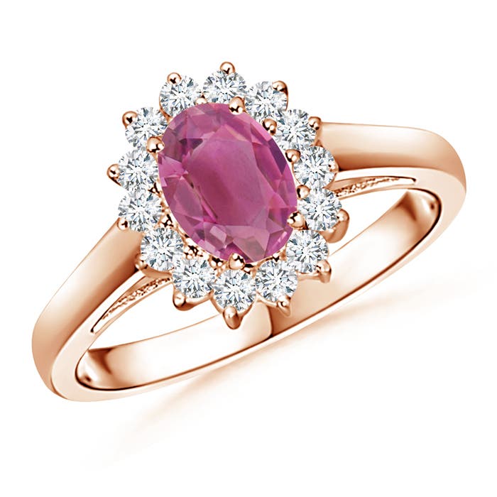Princess Diana Inspired Pink Tourmaline Ring with Halo