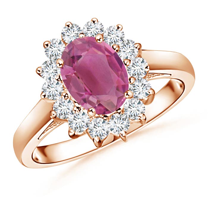 Princess Diana Inspired Pink Tourmaline Ring with Halo