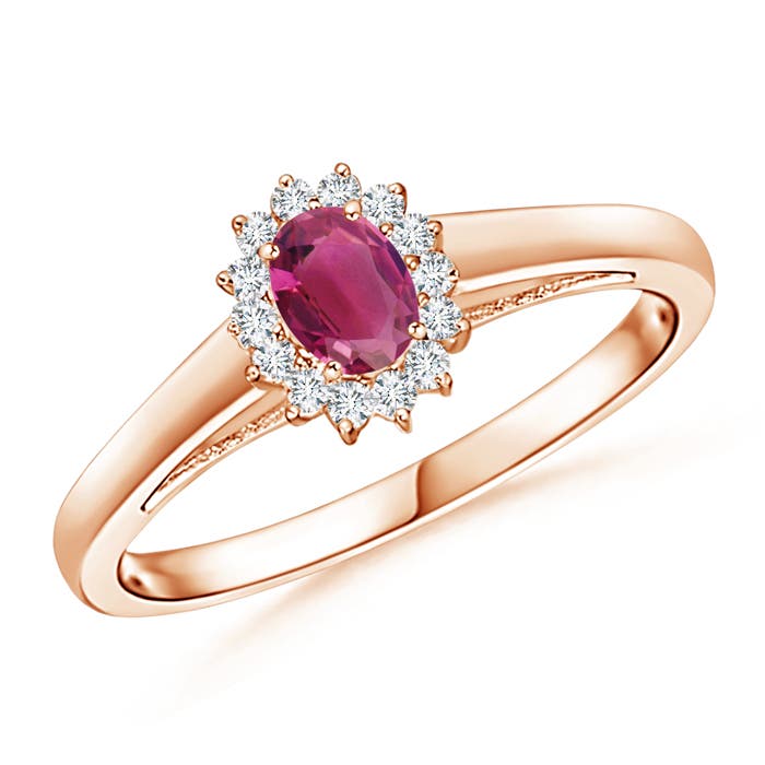 Princess Diana Inspired Pink Tourmaline Ring with Halo