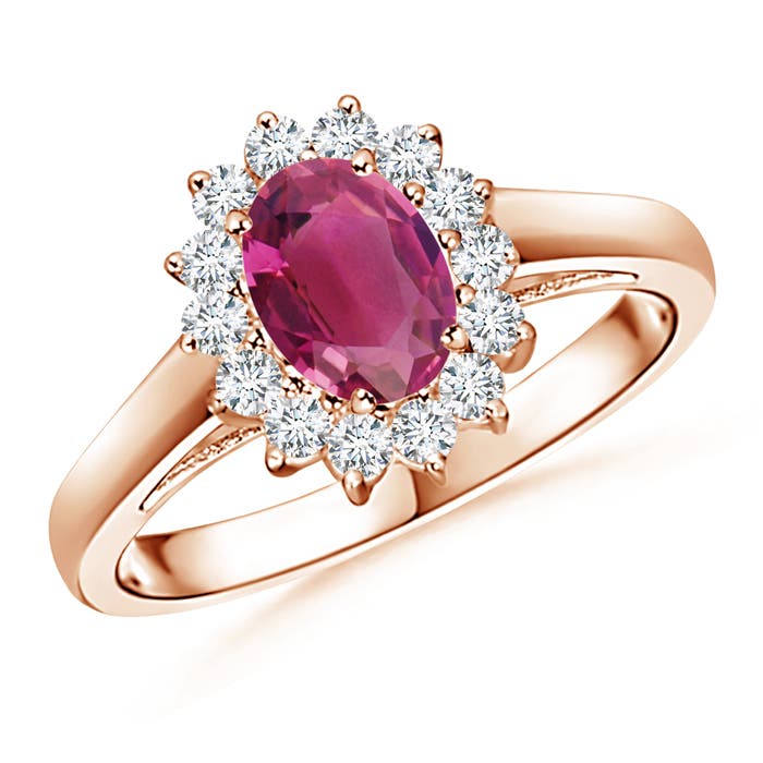 Princess Diana Inspired Pink Tourmaline Ring with Halo