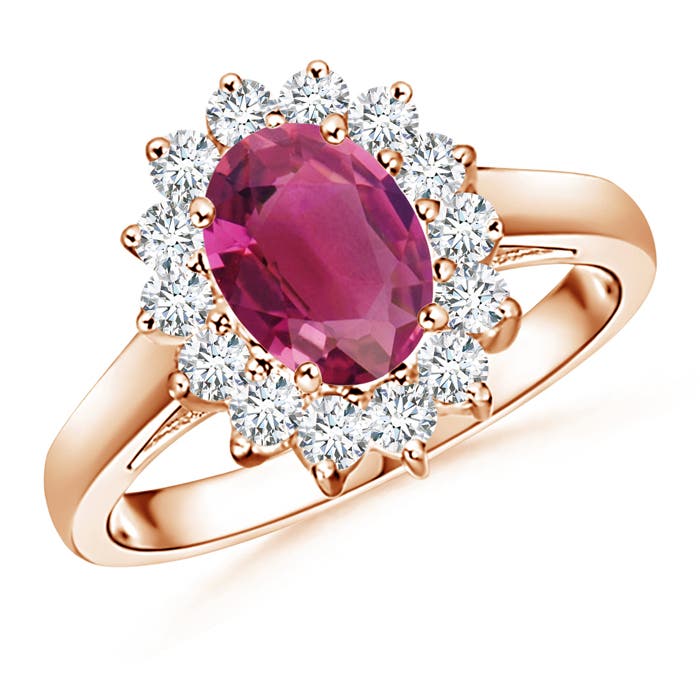 Princess Diana Inspired Pink Tourmaline Ring with Halo