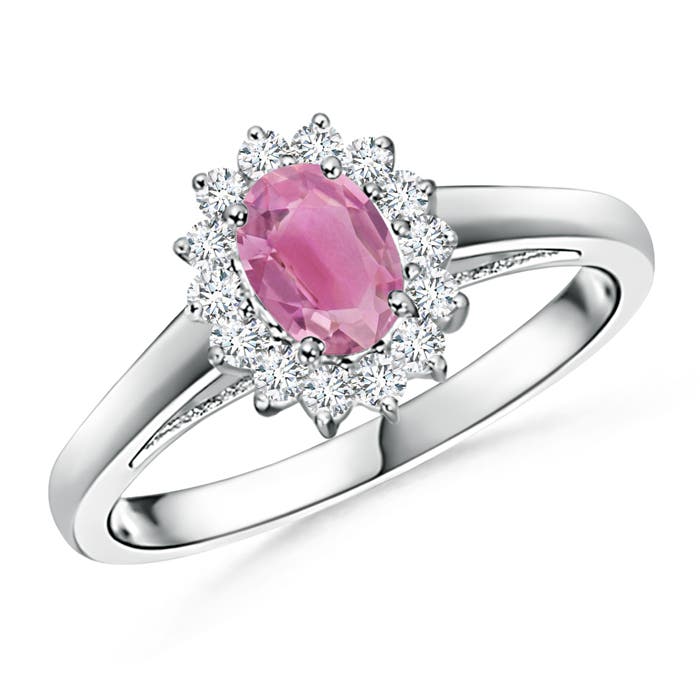 Princess Diana Inspired Pink Tourmaline Ring with Halo