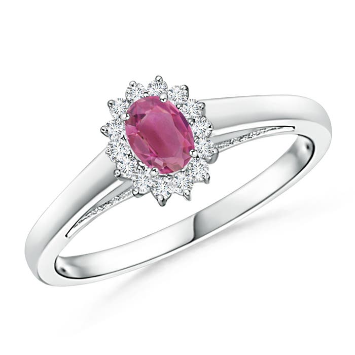 Princess Diana Inspired Pink Tourmaline Ring with Halo