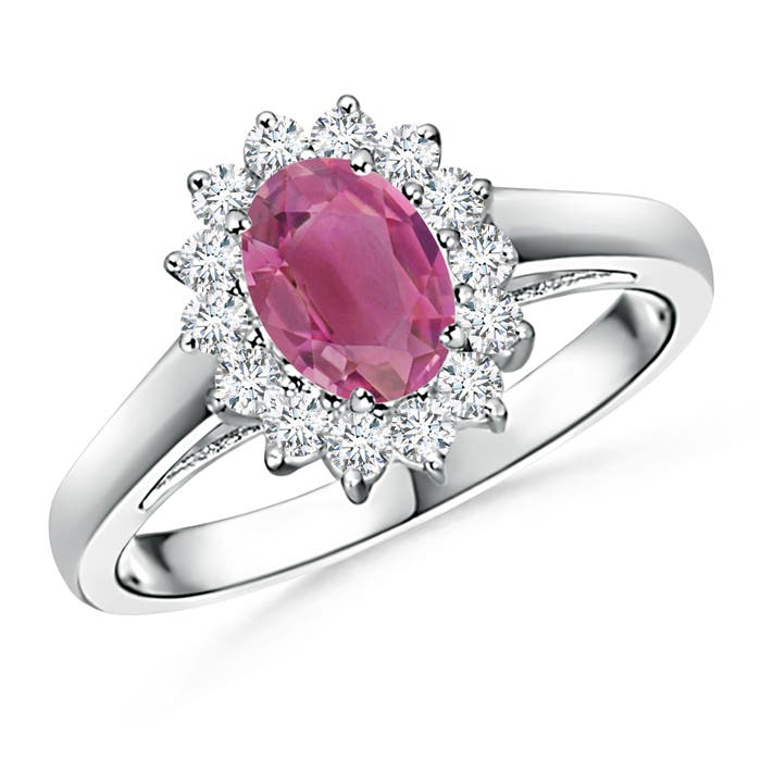 Princess Diana Inspired Pink Tourmaline Ring with Halo