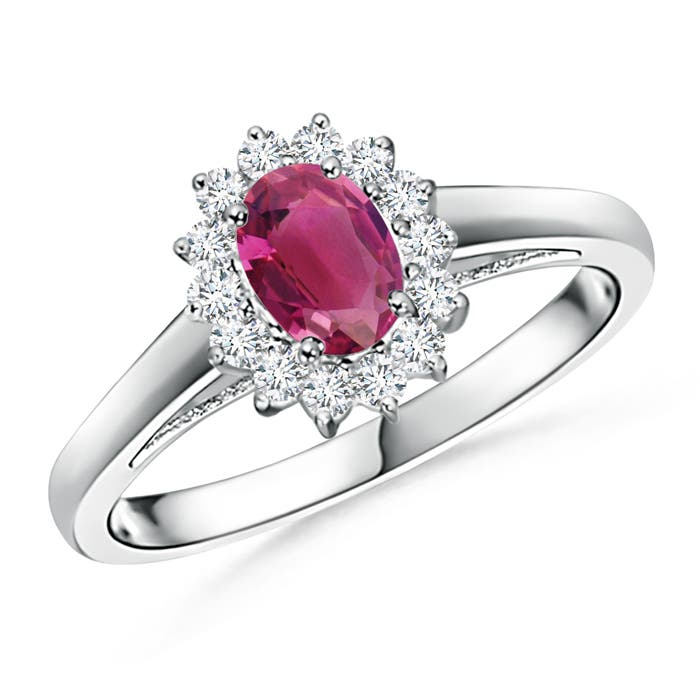 Princess Diana Inspired Pink Tourmaline Ring with Halo