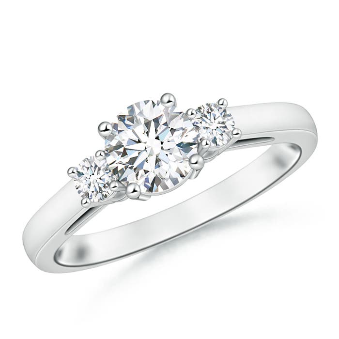 moissanite three stone engagement ring