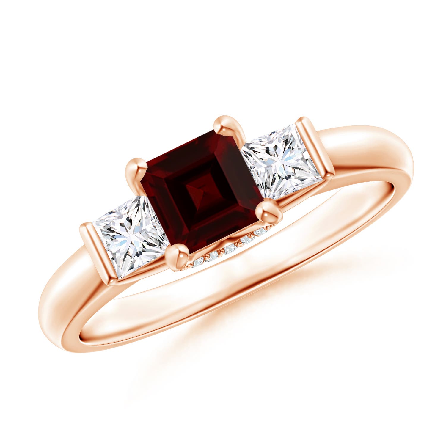 Classic Square Garnet and Diamond Engagement Ring