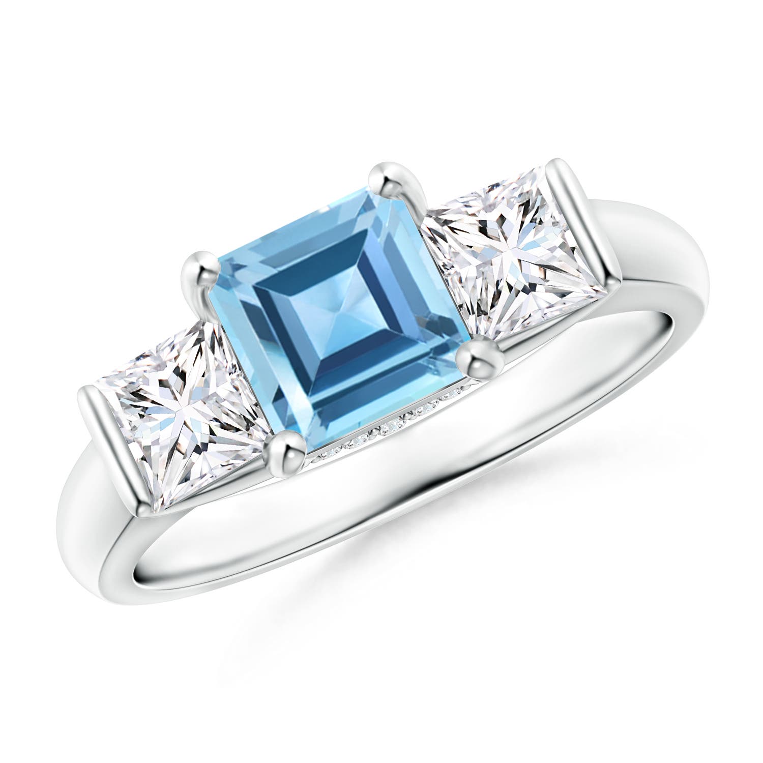 Classic Square Swiss Blue Topaz and Diamond Engagement Ring