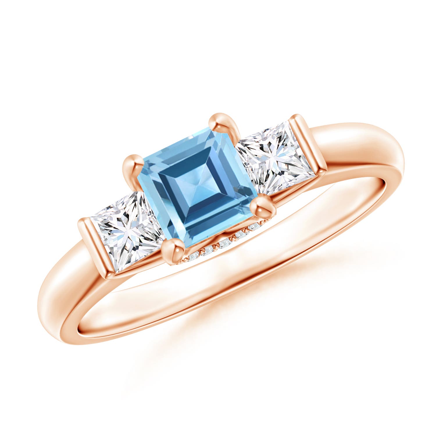 Classic Square Swiss Blue Topaz and Diamond Engagement Ring