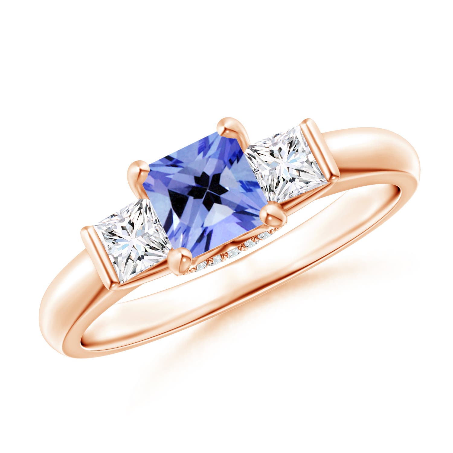 Classic Square Tanzanite and Diamond Engagement Ring