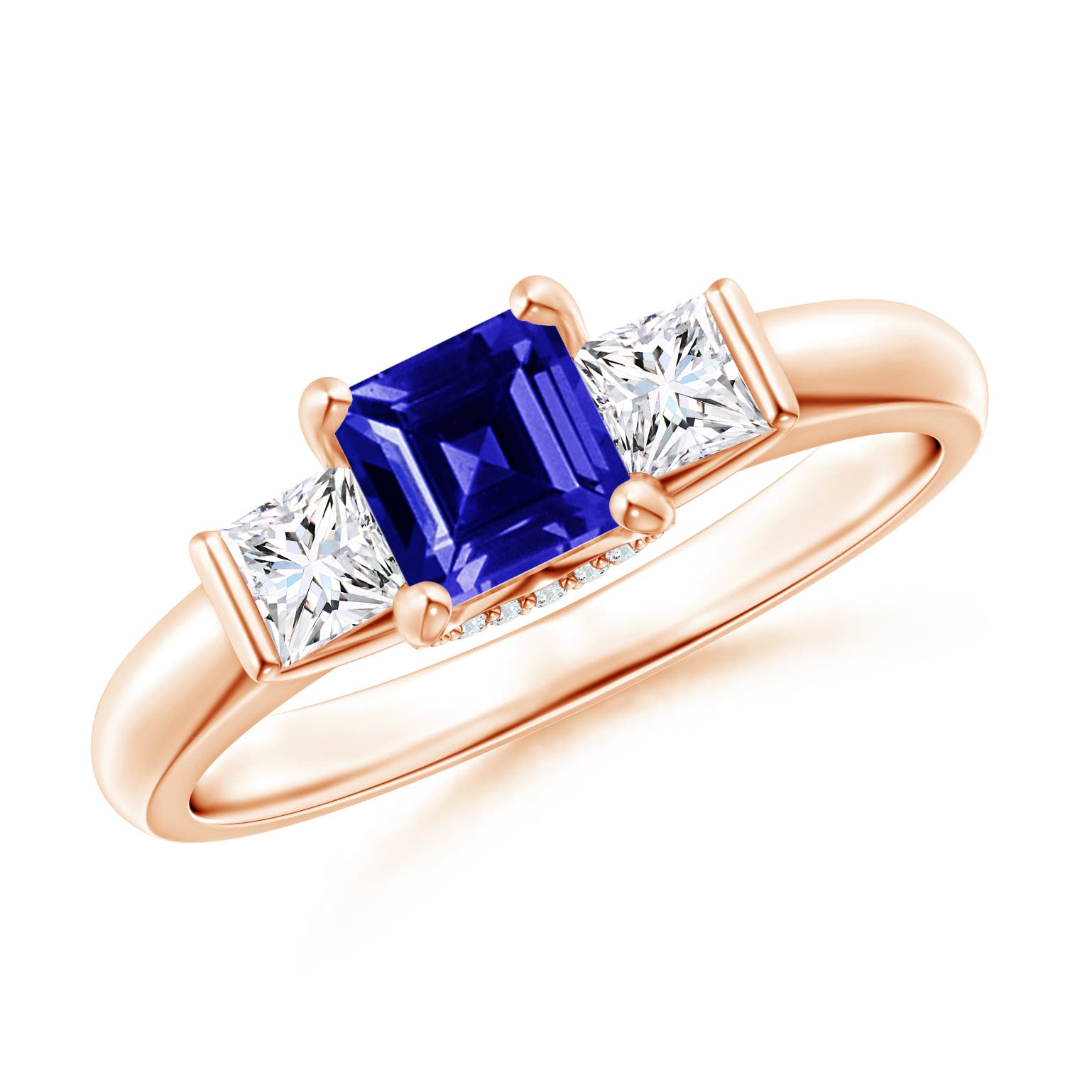 Classic Square Tanzanite and Diamond Engagement Ring