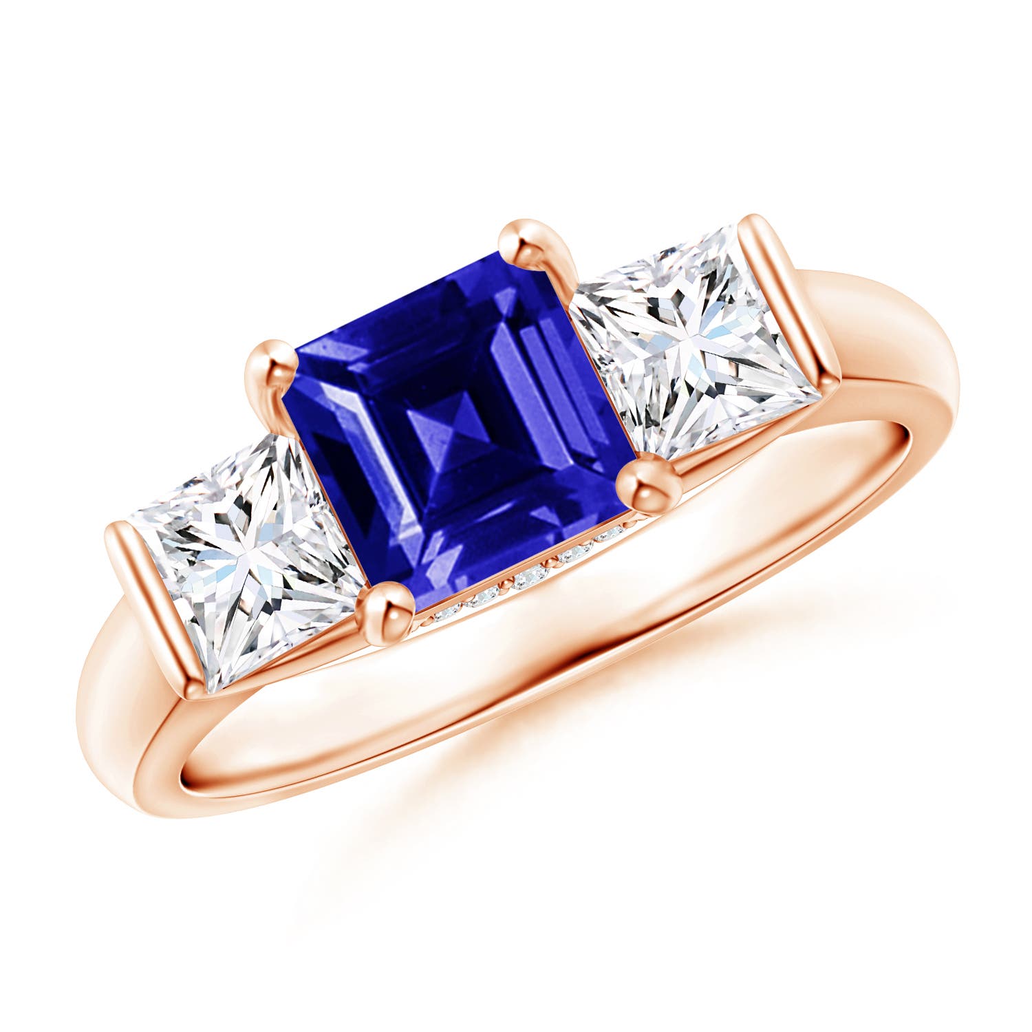 Classic Square Tanzanite and Diamond Engagement Ring