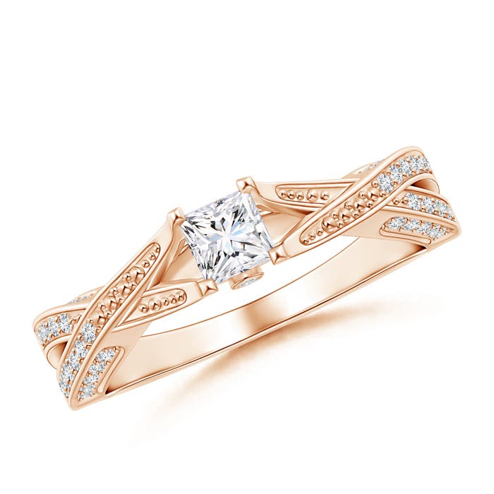 Princess-Cut Diamond Solitaire Crossover Engagement Ring