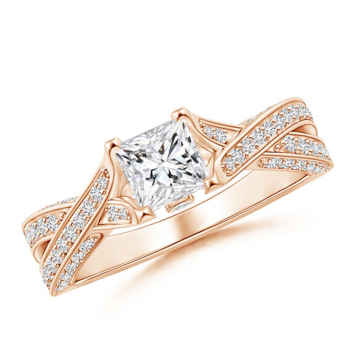 Princess-Cut Diamond Solitaire Crossover Engagement Ring