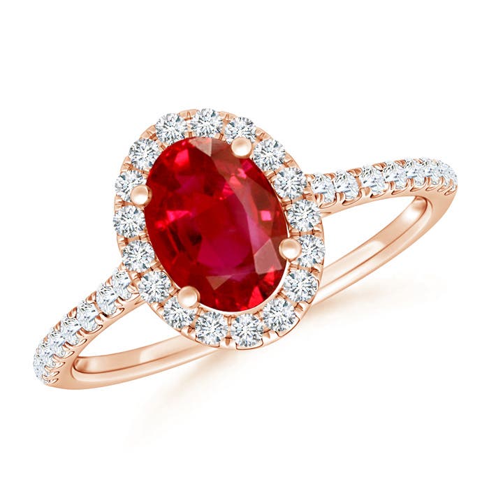 Oval Ruby Halo Ring with Diamond Accents | Angara