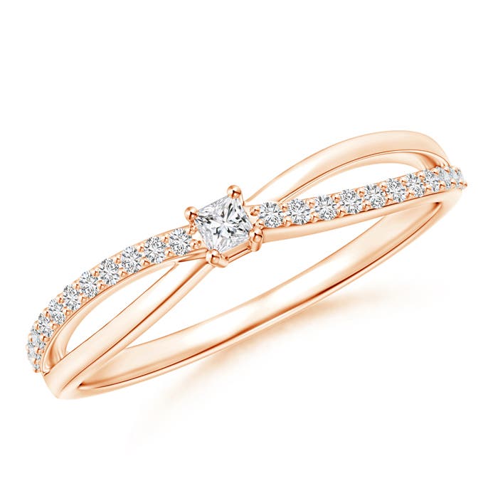 Prong Set Princess-Cut Diamond Split Shank Promise Ring