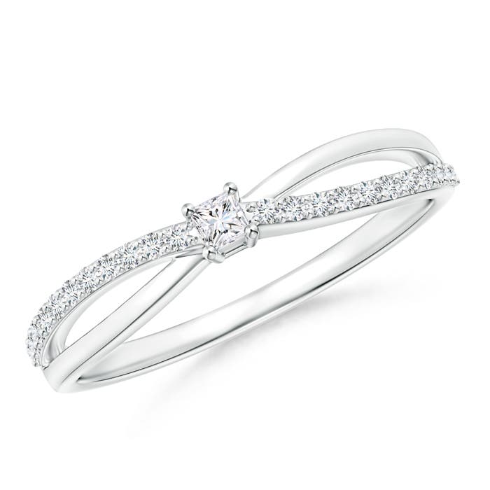 Prong Set Princess-Cut Diamond Split Shank Promise Ring