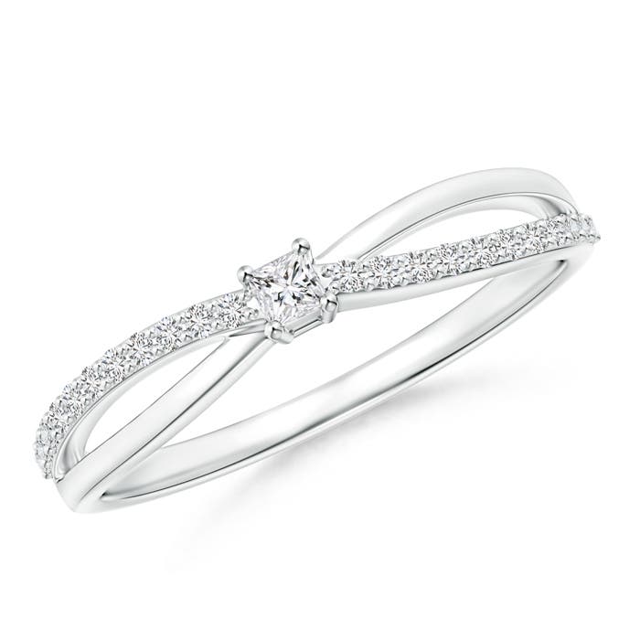 Prong Set Princess-Cut Diamond Split Shank Promise Ring