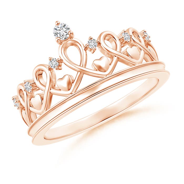 Round Diamond Princess Heart Tiara Ring