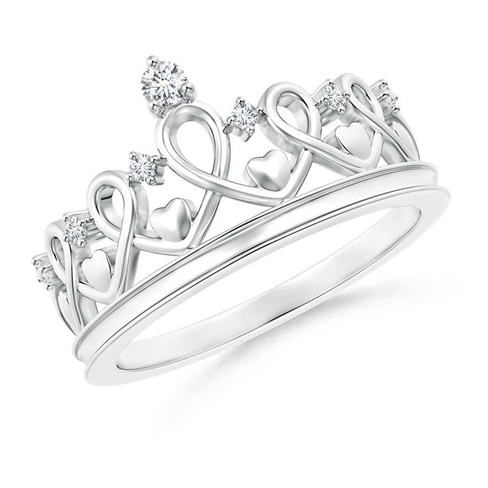 Round Diamond Princess Heart Tiara Ring