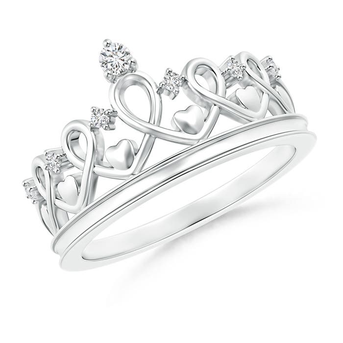 Round Diamond Princess Heart Tiara Ring