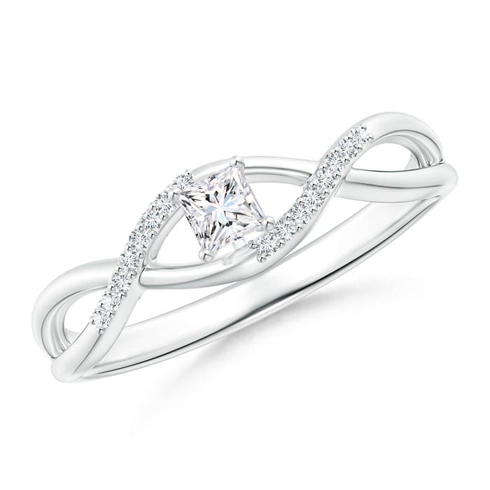 Solitaire Princess-Cut Diamond Infinity Swirl Promise Ring