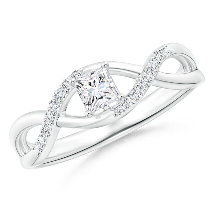 Solitaire Princess-Cut Diamond Infinity Swirl Promise Ring
