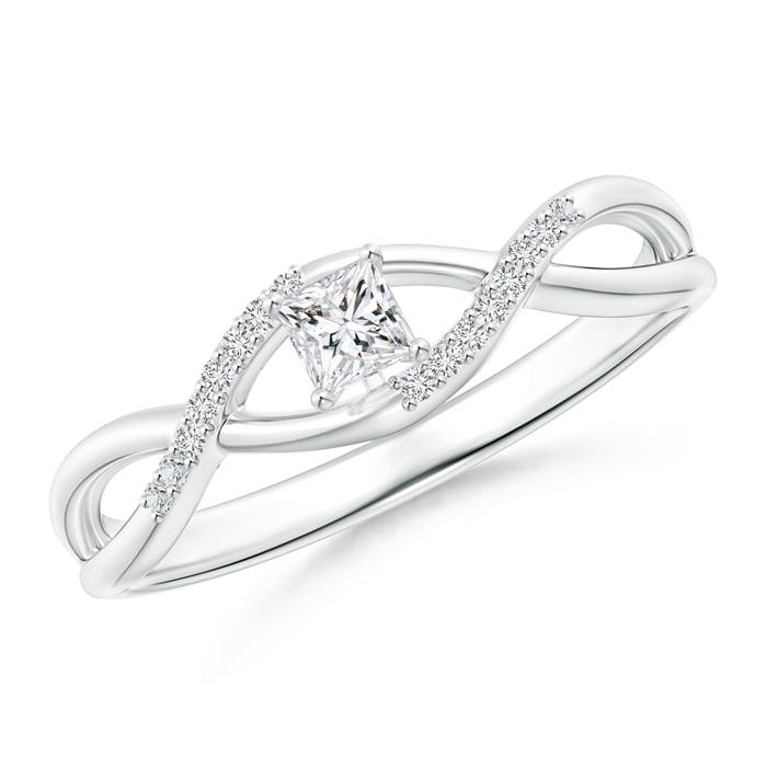 Solitaire Princess-Cut Diamond Infinity Swirl Promise Ring
