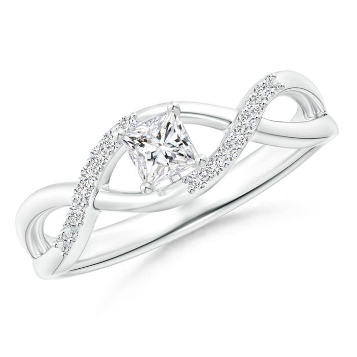 Solitaire Princess-Cut Diamond Infinity Swirl Promise Ring