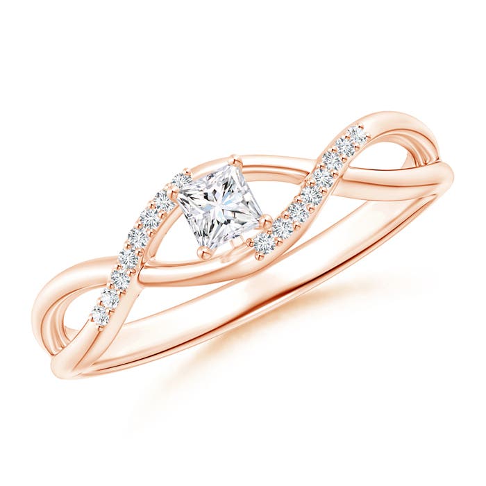 Solitaire Princess-Cut Diamond Infinity Swirl Promise Ring