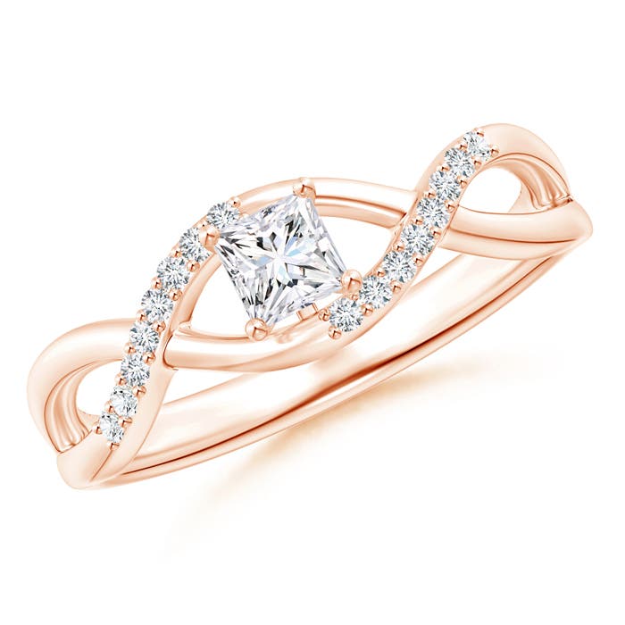 Solitaire Princess-Cut Diamond Infinity Swirl Promise Ring