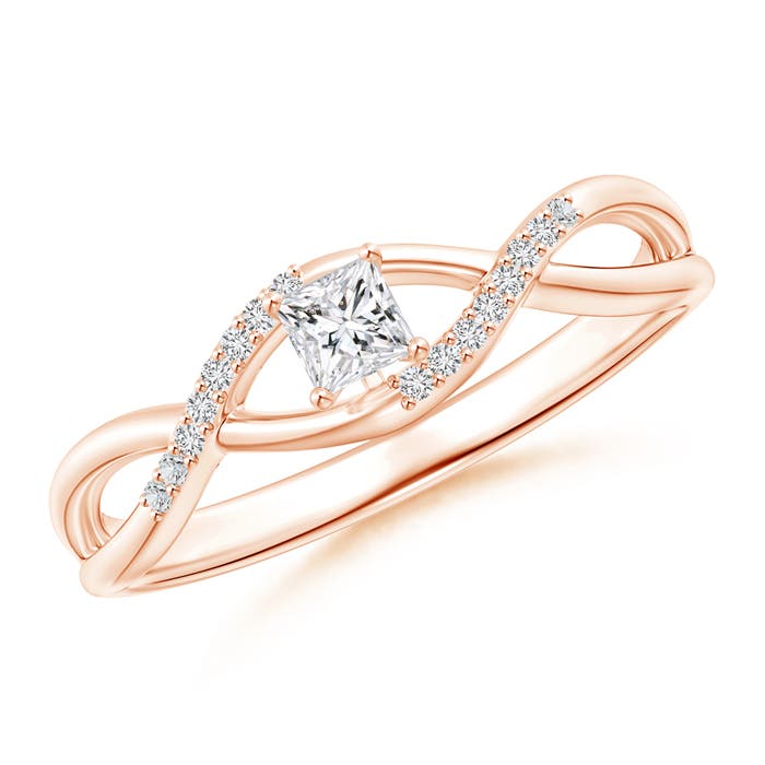 Solitaire Princess-Cut Diamond Infinity Swirl Promise Ring