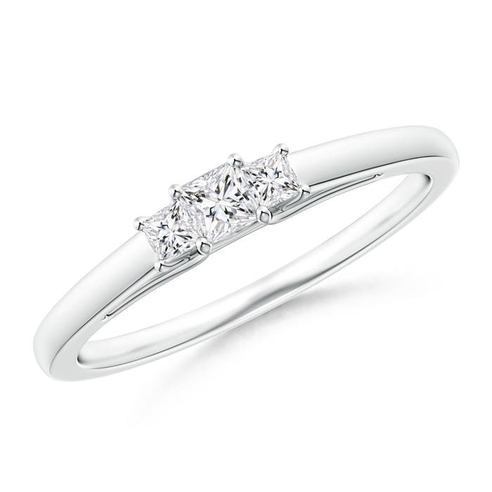 Princess-Cut Diamond Trellis Three Stone Ring